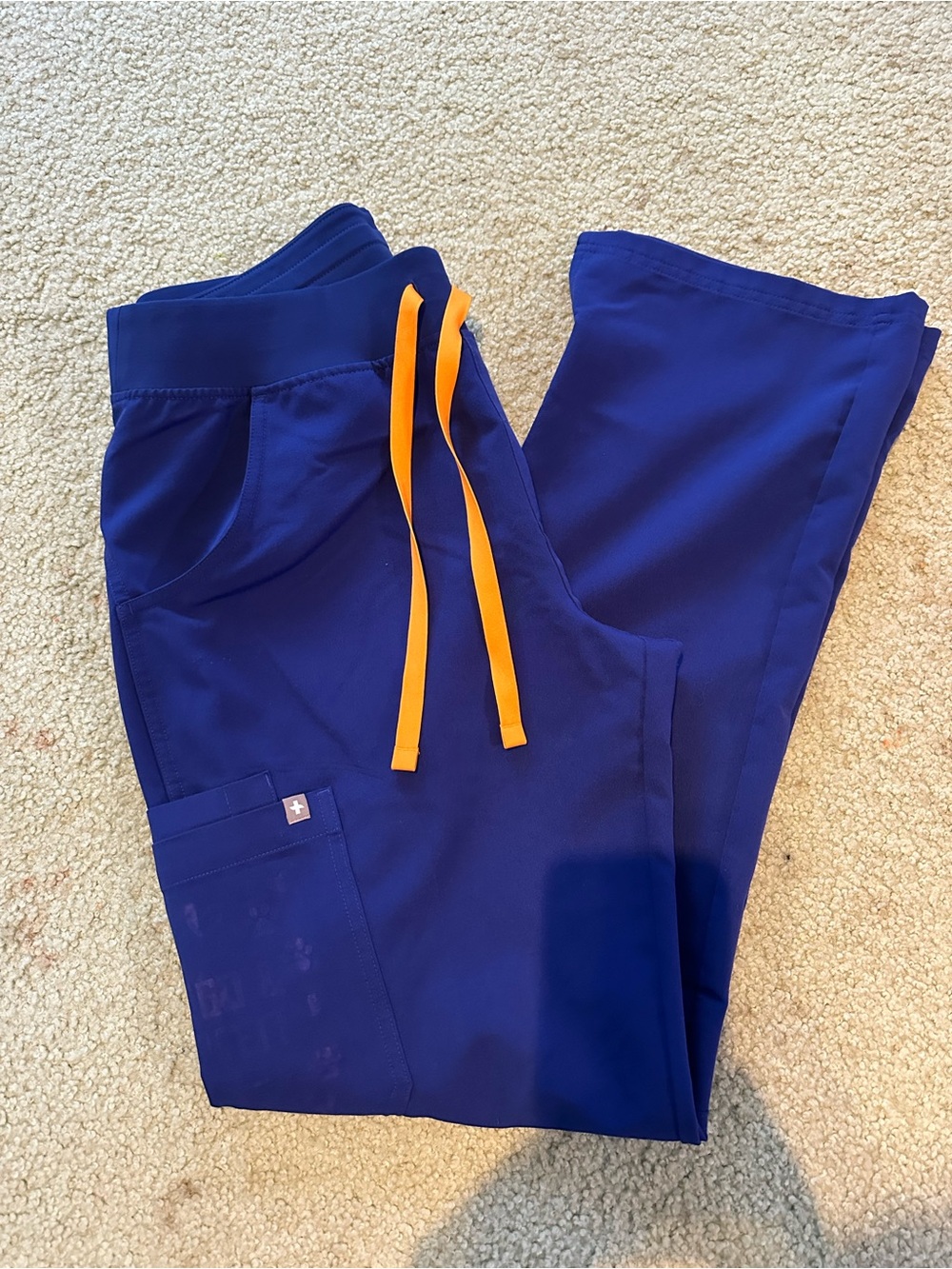 FIGS DEEP ROYAL BLUE Kade Scrub Pants with Yellow Drawstring- SIZE MEDIUM